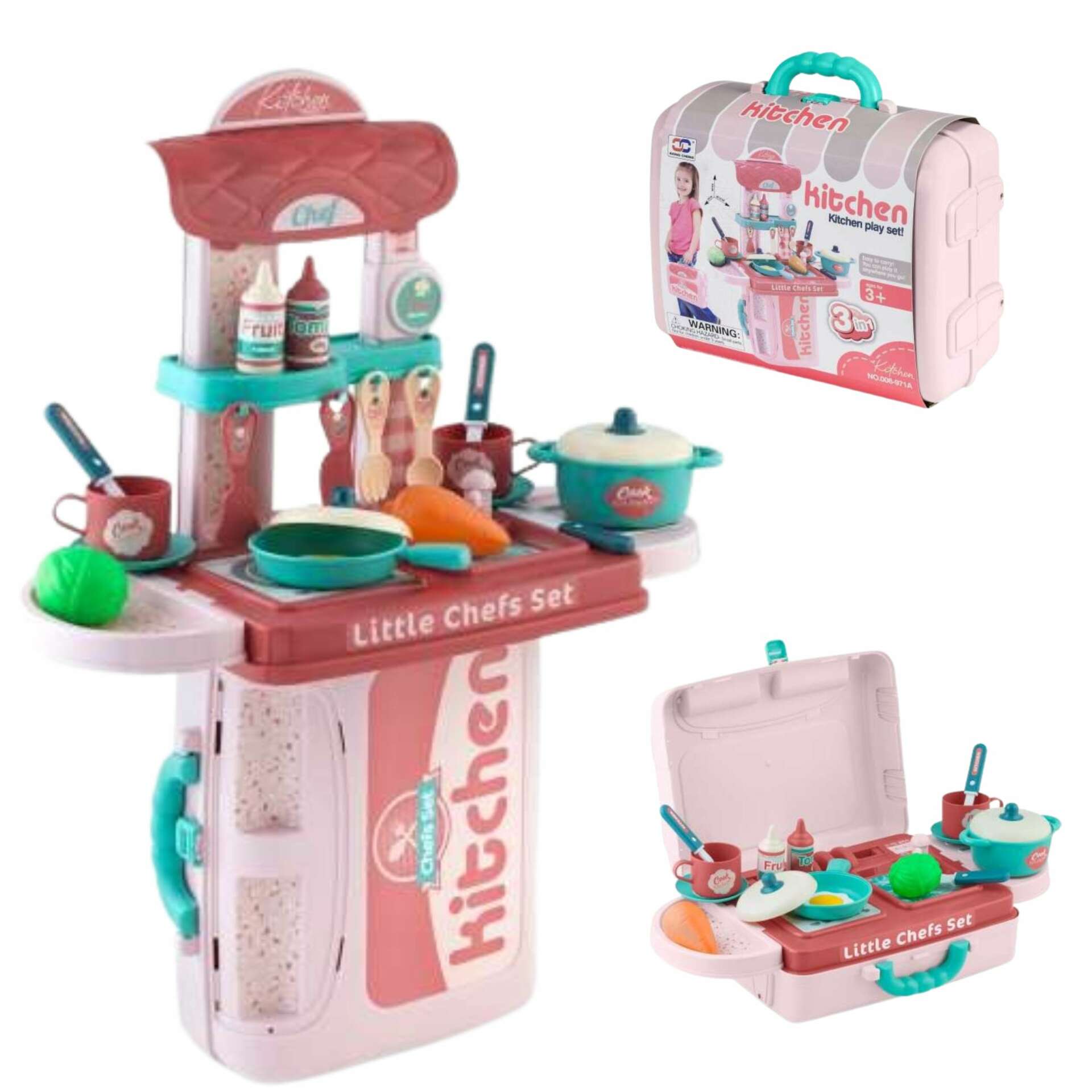 Ricokids mini Játékkonyha bőröndben - Rózsaszín