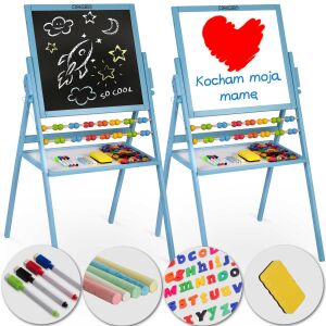 Ricokids developer Magnetische drehbare Kreidetafel mit Zubehör, 101x54x55cm - Blau
