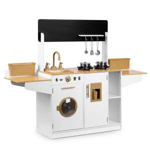 Ricokids бяла дървена игрална кухня с мивка, печка, фурна, пералня и дъска - Ricokids