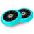 Pair of turquoise blue SOKE GO! 100mm scooter wheels with ABEC-9 bearings