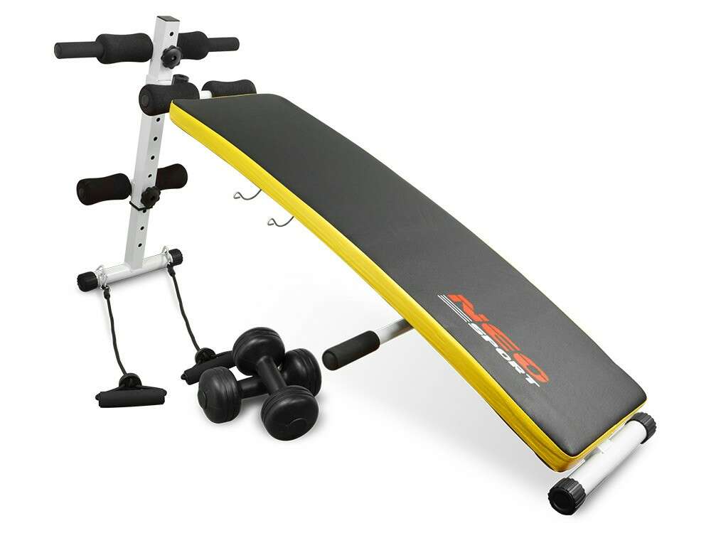 NeoSport ferde Edzőpad terjeszkedőkkel és súlyzókkal - Fekete, Sárga