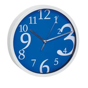 Blaue Wanduhr mit weißem Rahmen und Ziffern, 60.3034.06 - Innenarchitektur