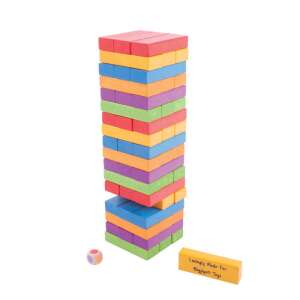 Joc de stivuire din lemn colorat, perfect pentru a vă testa abilitățile și răbdarea. Jocul Instabil Tower de la Bigjigs Toys. - Premergatoare și Jocuri de dezvoltare pentru copii mici