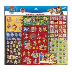Paw Patrol Super Sticker Set, over 300 stickers featuring Paw Patrol characters, including Chase, Marshall, Skye, Rubble, and more. Perfect for decorating notebooks, water bottles, and more. - Sticker, Magnet