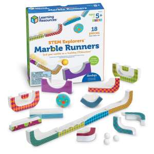 Learning Resources STEM Explorers Marble Runners, a STEM toy for kids ages 5 and up, with 18 pieces to create marble runs - Learning Resources
