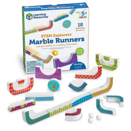 Learning Resources STEM Explorers Marble Runners, ein STEM-Spielzeug für Kinder ab 5 Jahren mit 18 Teilen zum Bauen von Murmelbahnen