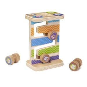 Drewniana zabawka Melissa & Doug Safari Zig-Zag Tower dla niemowląt, z kolorowymi twarzami zwierząt i zygzakowatą ścieżką - Gra