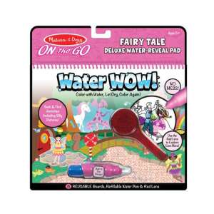 Melissa & Doug On The Go Fairy Tale Deluxe Water-Reveal Pad, water wow, reusable, water pen, red lens, coloring book, activity book, kids, girls, ages 5+ - Melissa & Doug Activity Book, Coloring