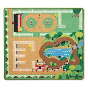 Melissa & Doug Horse Rug play mat with farm, stables, riding track, lake, and trees - Melissa & Doug