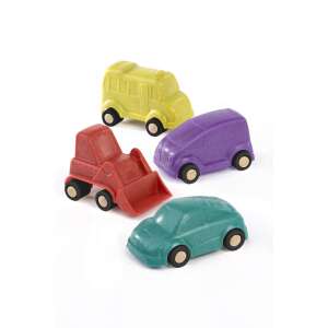 Miniland ECO Minimo 9cm 4-piece set of toy cars, including a bus, excavator, minibus, and car - Miniland