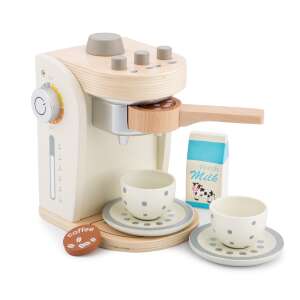 New Classic Toys wooden coffee maker playset with cups, milk carton and coffee beans - Toy kitchen tool