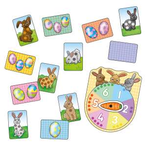 Orchard Toys Egg Surprise mini games, a fun counting game for kids ages 3-6, featuring bunnies and eggs - Developmental Toy for Preschooler