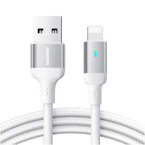 Кабел Joyroom USB към Lightning, бял, 3 метра, бързо зареждане, пренос на данни - Lightning кабел