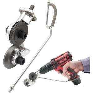 Universal drill attachment sheet metal cutter, showing the parts and how to use it - Multi-Tool Accessory