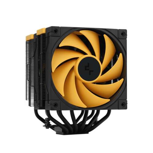 Процесорно охлаждане DeepCool AK620 Zero Dark Zoria, черно и жълто, дизайн с двойна кула