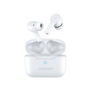Promate ProPods True Wireless Earbuds with Charging Case, White - Headphone and Bluetooth Speaker