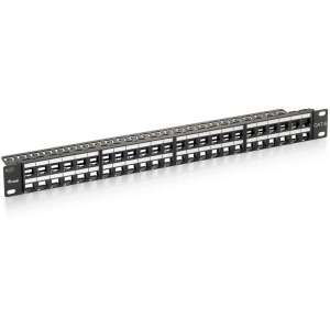 Equip Keystone Patch Panel, 48 port, Cat6, 1U, árnyékolatlan, fekete - Equip