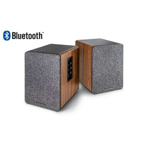 Bluetooth reproduktory WaveMaster BASE 2.0, orechové drevo a sivý textil
