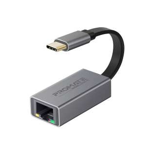 Promate Átalakító - GIGALINK C (USB-C adapter, 1000 Mbps, RJ45, szürke) 93706269 