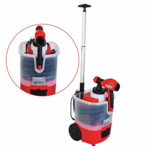 RAIDER RDP-SGC08 Electric Paint Sprayer with Wheeled Container and Detail View - Paint Sprayer and System