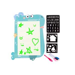 Malplay 109228 drawing board set with templates and markers, 28 x 40 cm, blue hippo design - Drawing Board