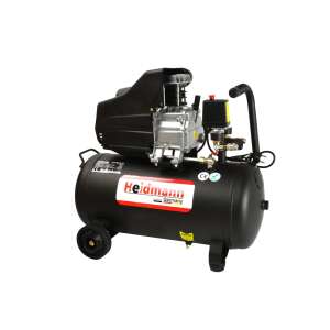 Heidmann H00721 50L olajkompresszor, fekete, kerekekkel, ferde nézet - Heidmann