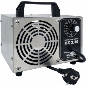 Wertberg OZ 3.30 ozone generator angled view with power cord - Generator