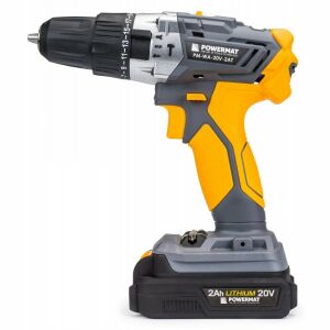 Powermat 20V Cordless Impact Drill Driver on White Background - Powermat Drill and Screwdriver