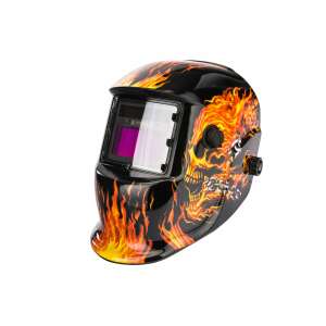 Powermat PM-APS-600T1 welding helmet with skull and flames design - Powermat