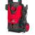 Red Technic RTMC0028 high pressure washer, back view, red and black, showing power cord and wheels