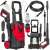 Red Technic RTMC0028 high pressure washer, set, showing all included accessories
