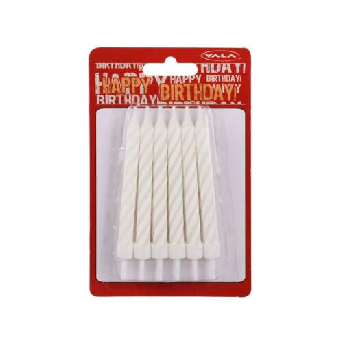 12 pachete de lumânări de ziua de naștere spiralate albe, La mulți ani, marca Vala