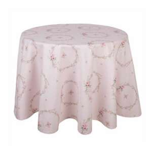 CLEEF.FEB07-1 Virágos húsvéti nyuszi asztalterítő, 170cm kerek, 100% pamut - Clayre & Eef