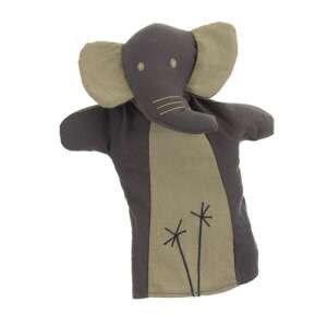 Egmont Toys Elephant Hand Puppet, 29 cm, gray and green, soft and cuddly, perfect for storytelling - Puppet Toy