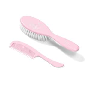 BabyOno pink baby hair brush and comb set with super soft bristles - Bathing Essential