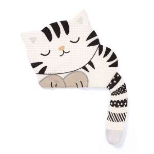 BabyOno flat cat plush toy, waffle fabric, black and white stripes, Blink and Smile collection - Babies & Toddler