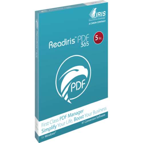 Oprogramowanie Readiris PDF 365 dla systemu Windows, 5 licencji, menedżer PDF, konwertuj, edytuj, twórz, skanuj, OCR