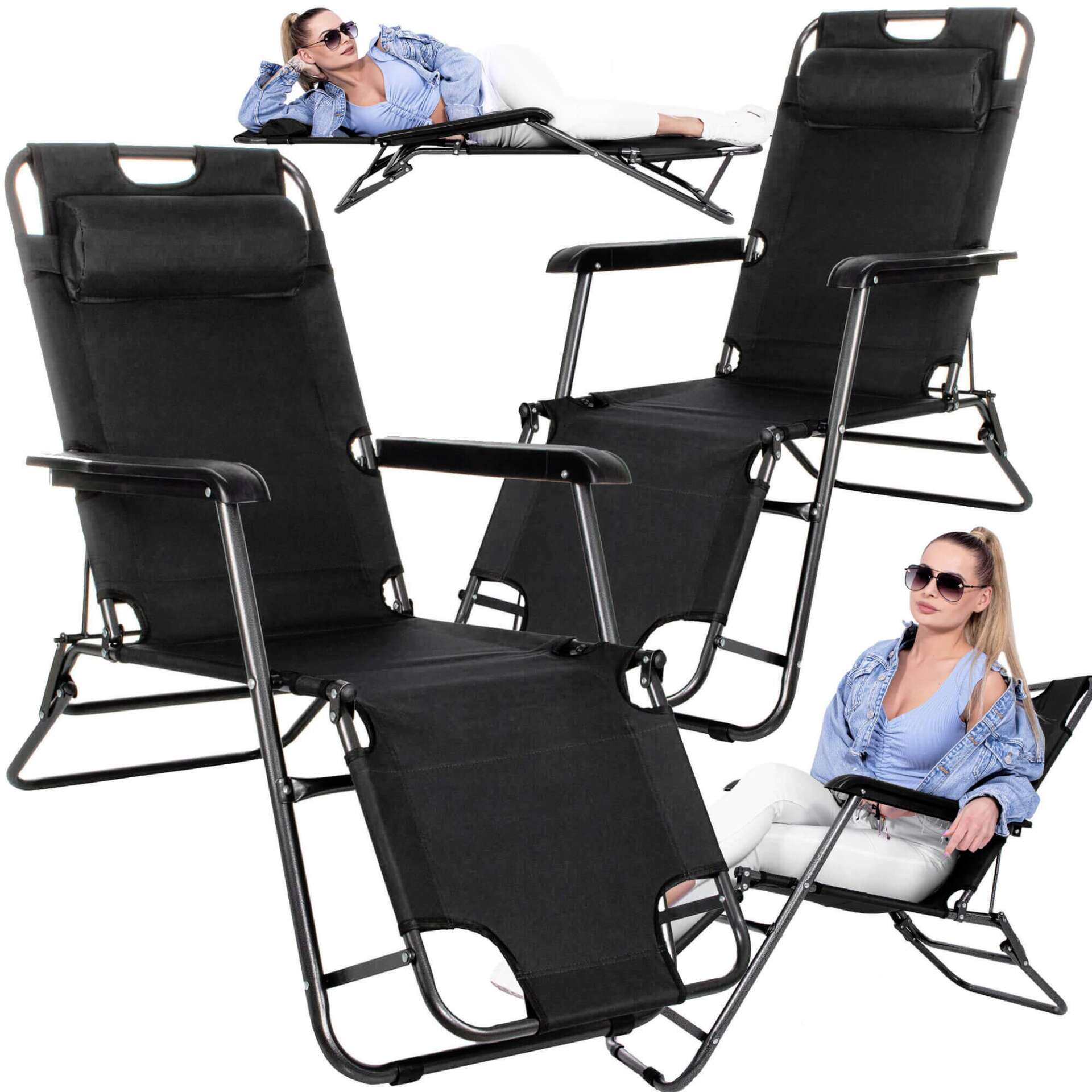 Springos kerti Nyugágy, összecsukható - Fekete