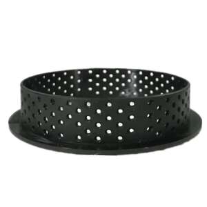 Black round cake ring mold with holes, 9.5 cm diameter - Baking Mold