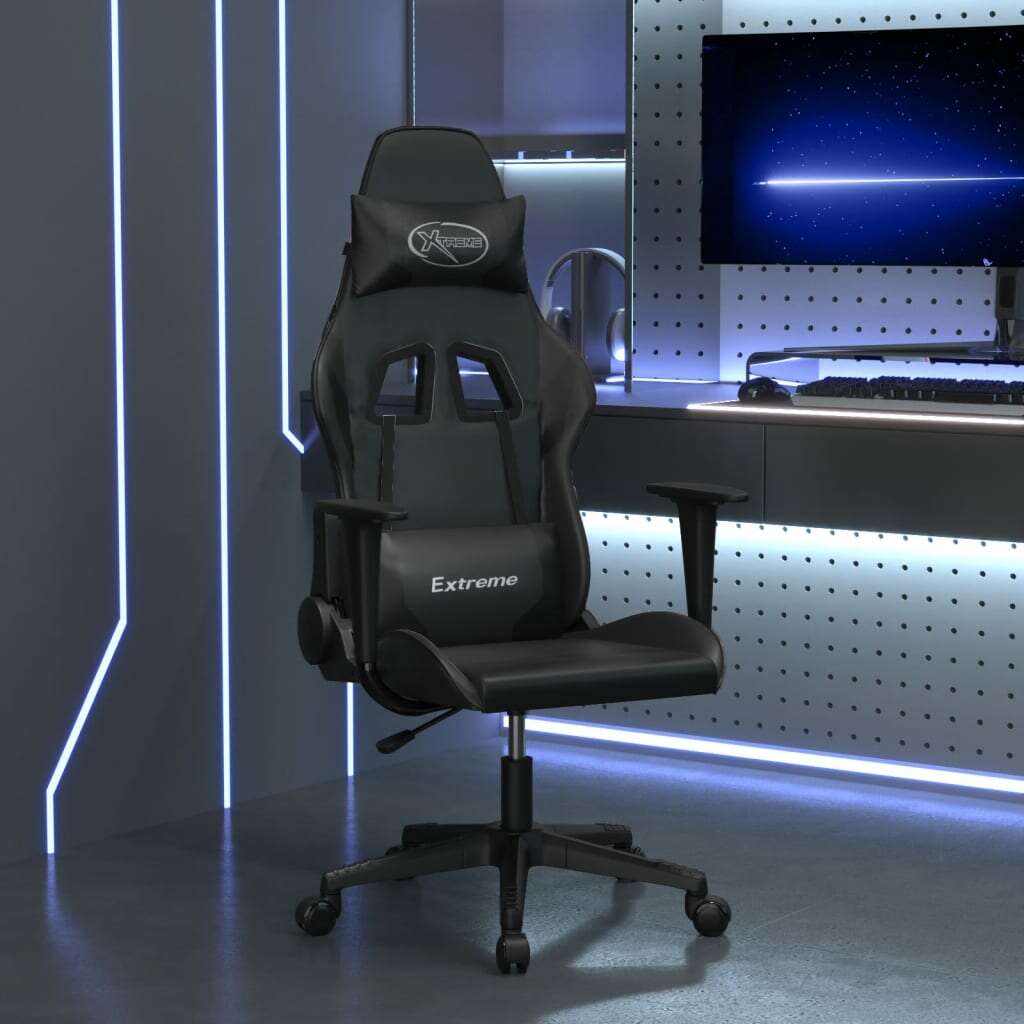 Vidaxl fekete műbőr masszázs gamer-szék