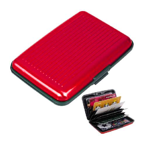 Biztonsági alumínium pénztárca/kártyatartó - Piros - MS-335