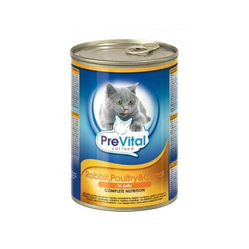 PreVital Macska Konzerv - Nyúl, Baromfi, Répa - 415g