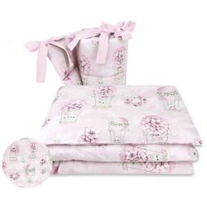 Baby Shop 4 részes babaágynemű - rózsaszín virágos nyuszi 93780295 