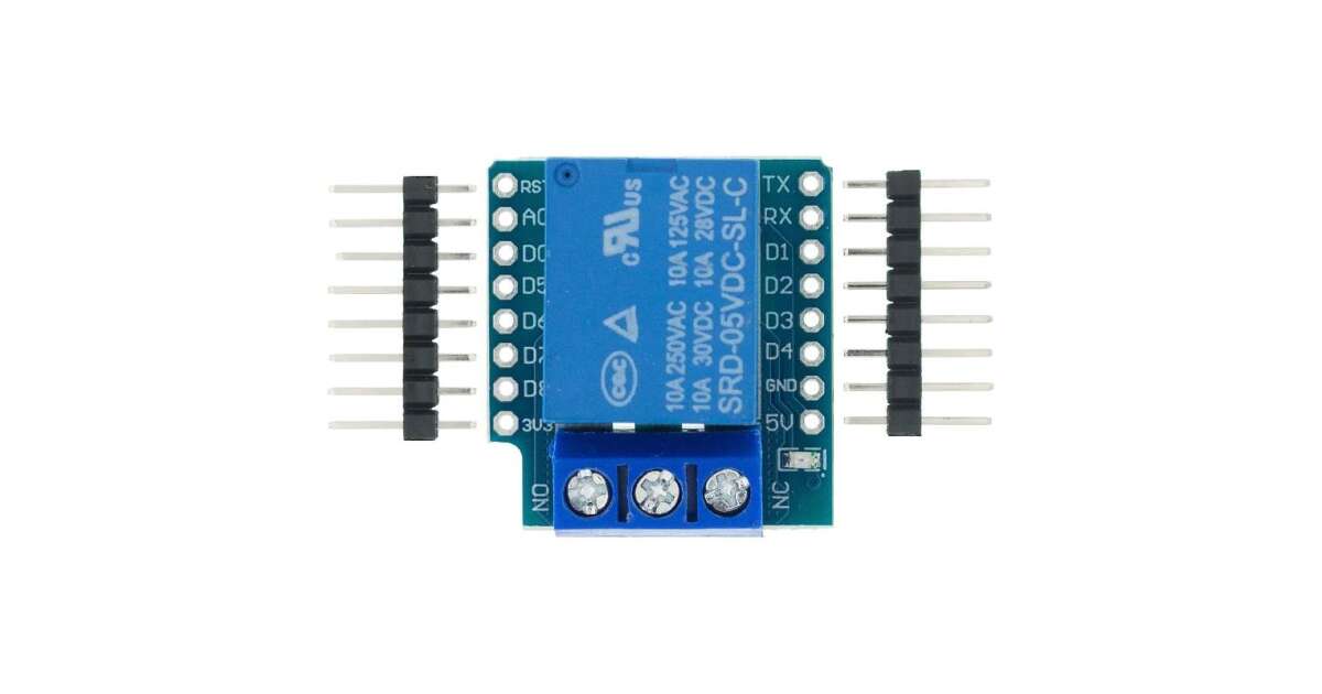 WeMos D1 Mini Relé Modul - 10A - SRD-05VDC-SL-C | Pepita.hu