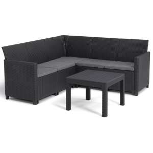 KETER MARIE 5 személyes műrattan kerti sarokgarnitúra, fekete - Keter