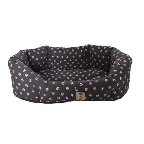 PETSY Tapka 50 cm pamut kutya és macska fekhely, sötétbarna színben, mancsnyom mintával