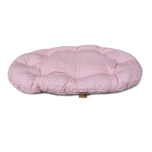 PETSY Bonnie 80 cm ovális pamut kutyapárna, világos rózsaszín fehér csont mintával