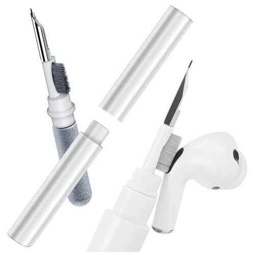 Cleaning kit for headphones and small electronic devices, showing the brush and the cleaning tool