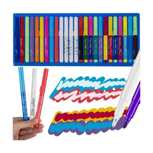 Varázstoll készlet - 25 db, color changing markers in use, drawing examples