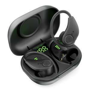 Bluedio S6 wireless earbuds with charging case, black, Bluetooth 5.1, touch control, type C - Headphone and Bluetooth Speaker